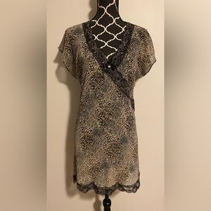 EUC California Dynasty Leopard Print Lace Slip Dress size medium